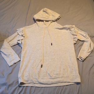 Alya Cream Hooded Ruffle Sweater